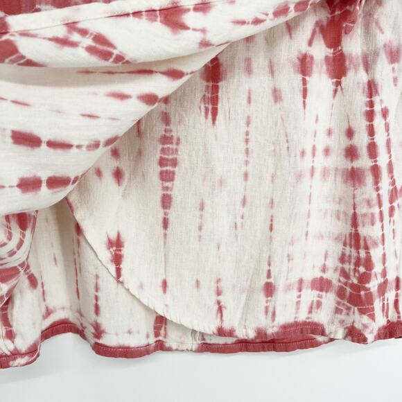 NEW Free People Ann Reed Tie-Dye Wrap Mini Skirt Pink/White Linen size 8 - Picture 11 of 14